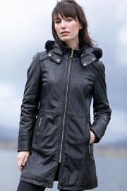 Lakeland Leather Rydalwater Leather Hooded Coat In Black - Image 1 of 12