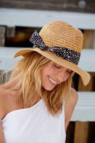 Buy Natural Weave Scarf Detail Panama Hat From The Next Uk Online Shop