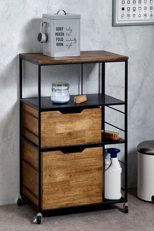 Bronx Storage Unit On Wheels From, Wooden Shelving Unit With Drawers