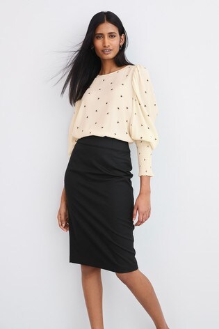 tailored black pencil skirt size 6