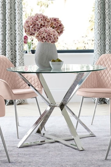 Claro Round Dining Table From The, Round Glass Table And Chairs Next
