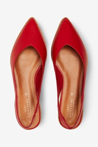 red flat slingback shoes
