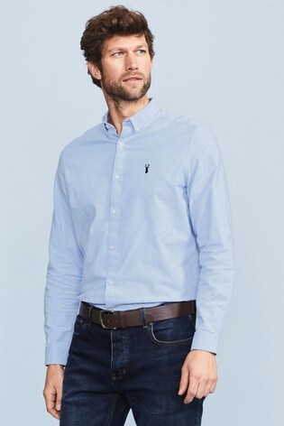 Buy Light Blue Slim Fit Long Sleeve Stretch Oxford Shirt From The