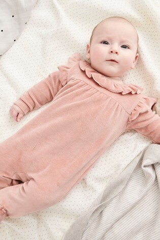 baby girl velour babygrow