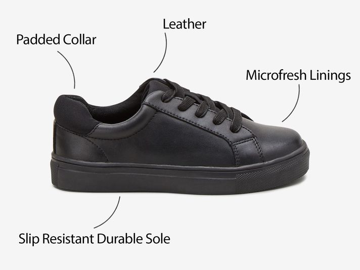 Boys Next Black School Leather Lace-Up Shoes - Black