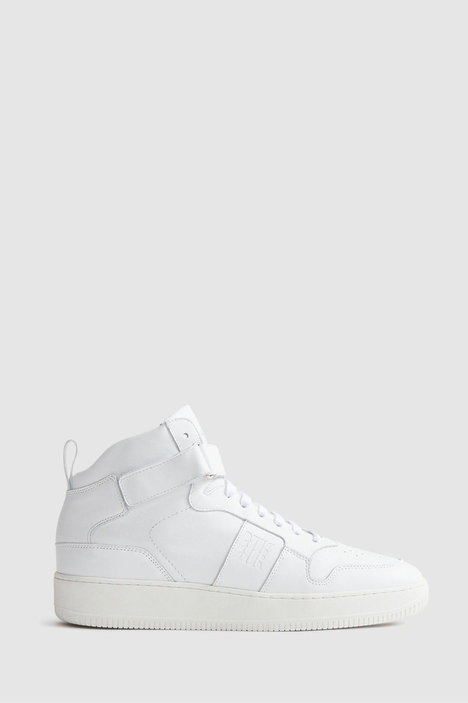 Reiss White Aira High Top Leather Trainers - Image 1 of 7