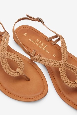 Tan Forever Comfort® Double Plait Toe Thong Sandals