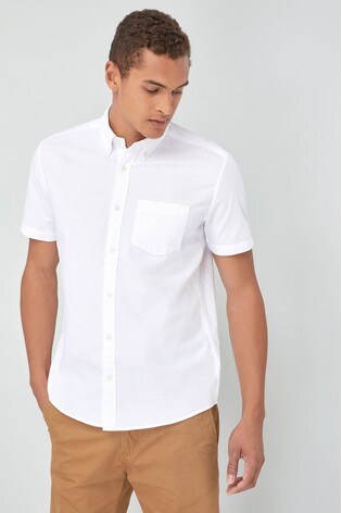 Buy White Regular Fit Short Sleeve Oxford Shirt From The Next Uk