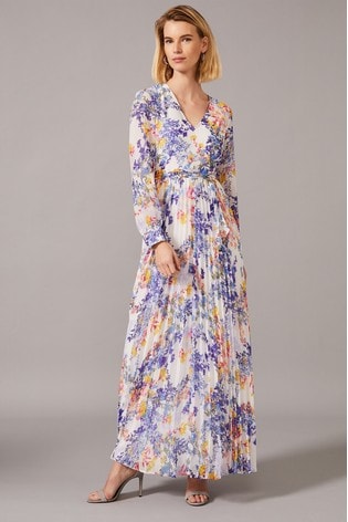 white pleated maxi dress