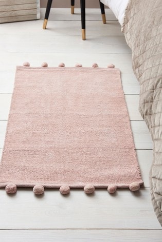 Pink Pom Edge Soft Touch Rug