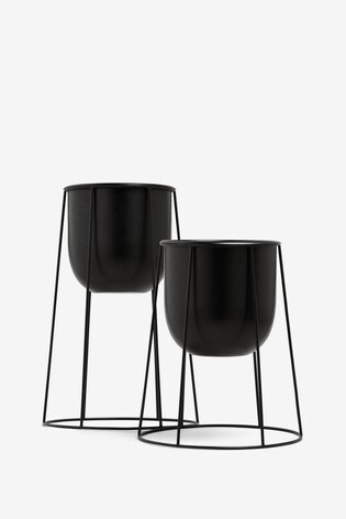 Buy Set Of 2 Black Plant Pots On Stand From The Next Uk Online Shop