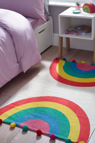 Rainbow Pom Pom Rug