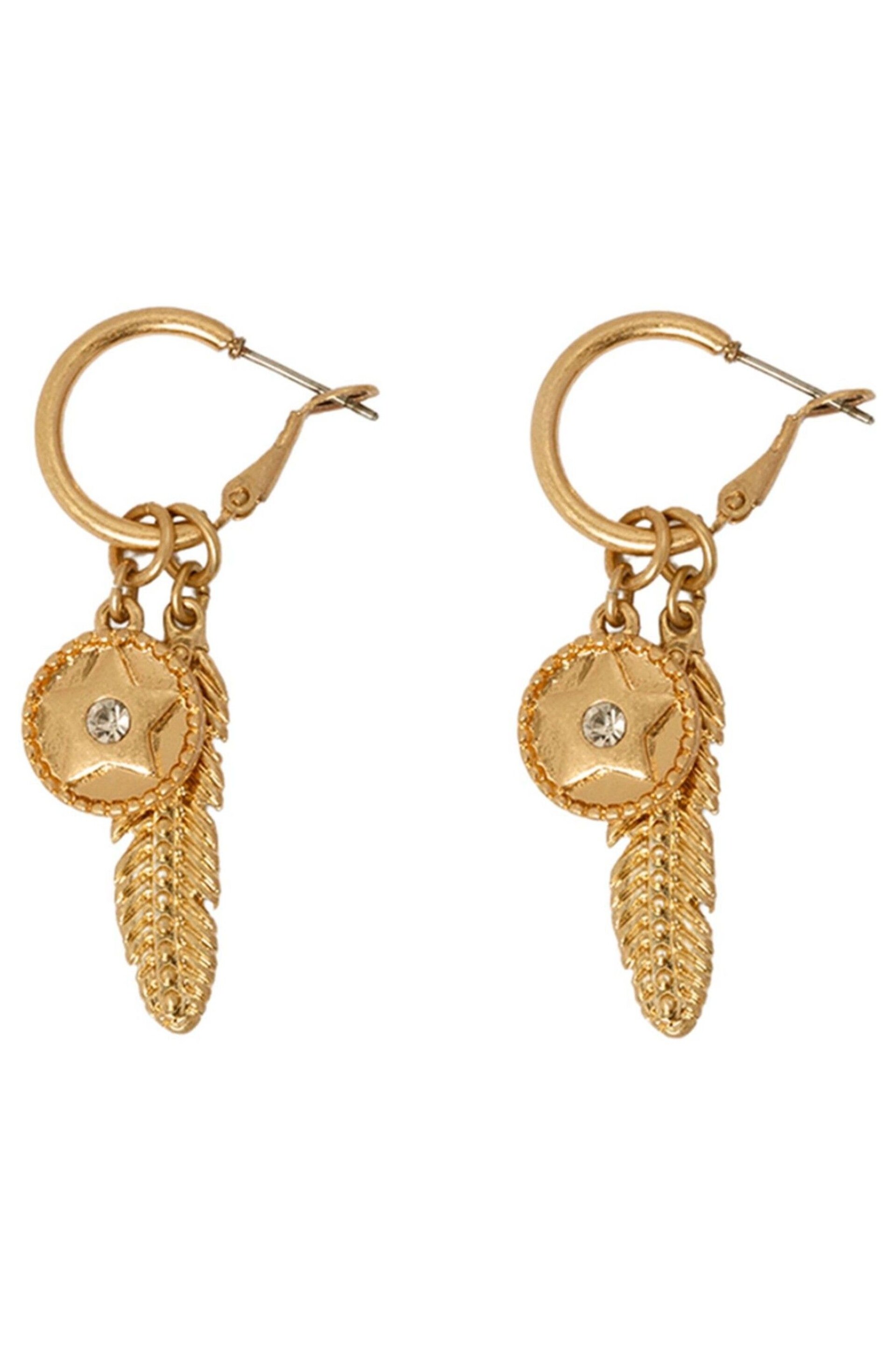 Bibi Bijoux Gold Tone Celestial Feather Interchangeable Hoop Earrings - Image 1 of 4