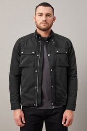 Black Shower Resistant Biker Jacket - Image 1 of 12