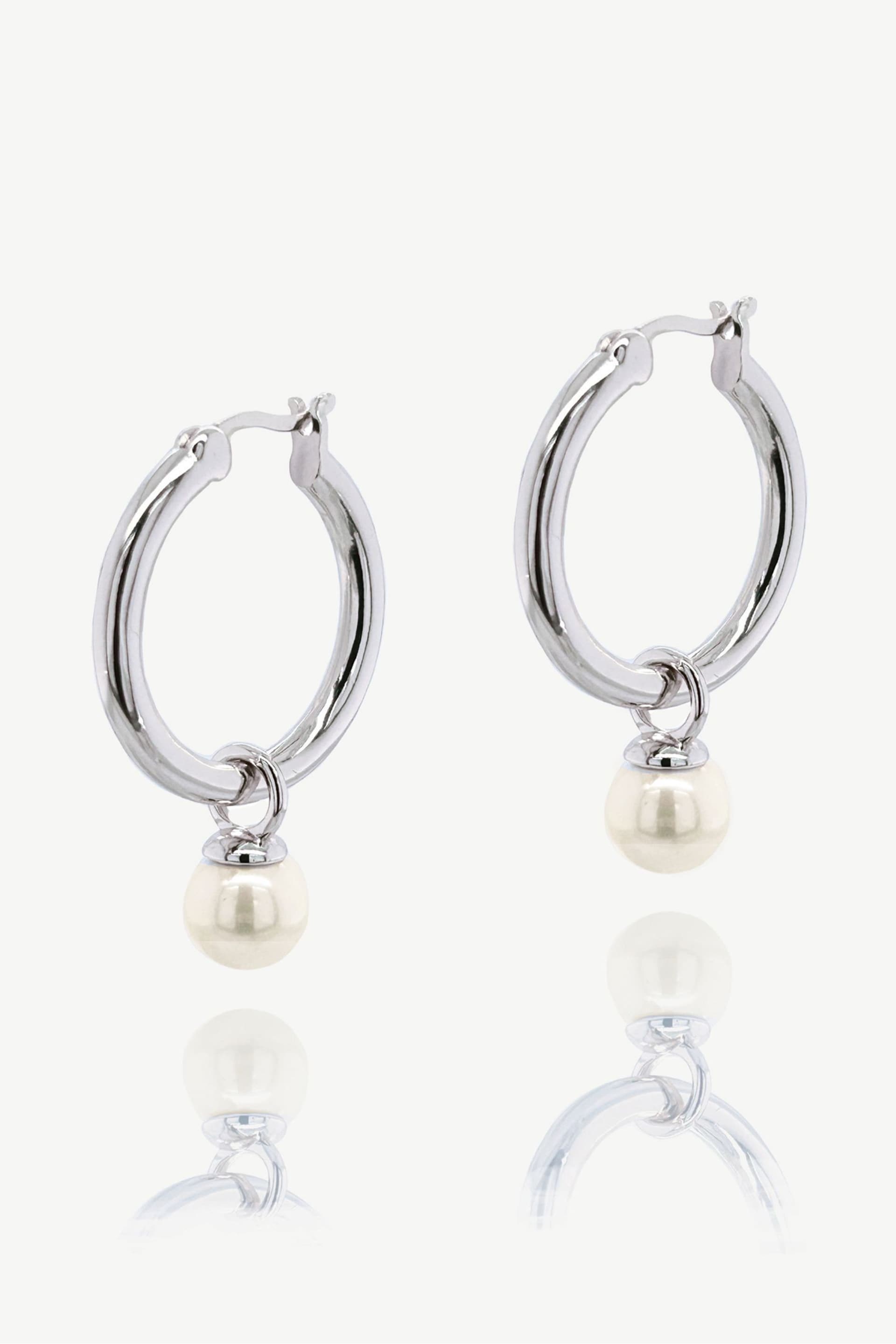 Ivory & Co Gold Newark Statement Hoop Pearl Earrings - Image 1 of 5