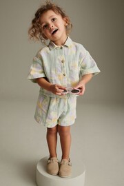 Mint Floral Print Shirt and Shorts Set (3mths-7yrs) - Image 1 of 6