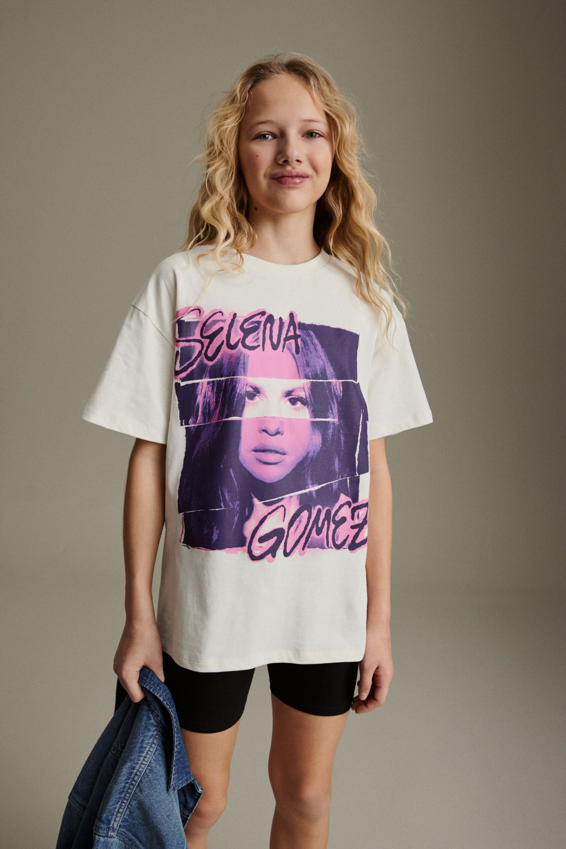 White Selena Gomez Oversized License T-Shirt (3-16yrs) - Image 1 of 8