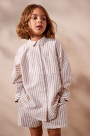 Beige Stripe Shirt And Shorts Co-ord Set (3-16yrs) - Image 1 of 8