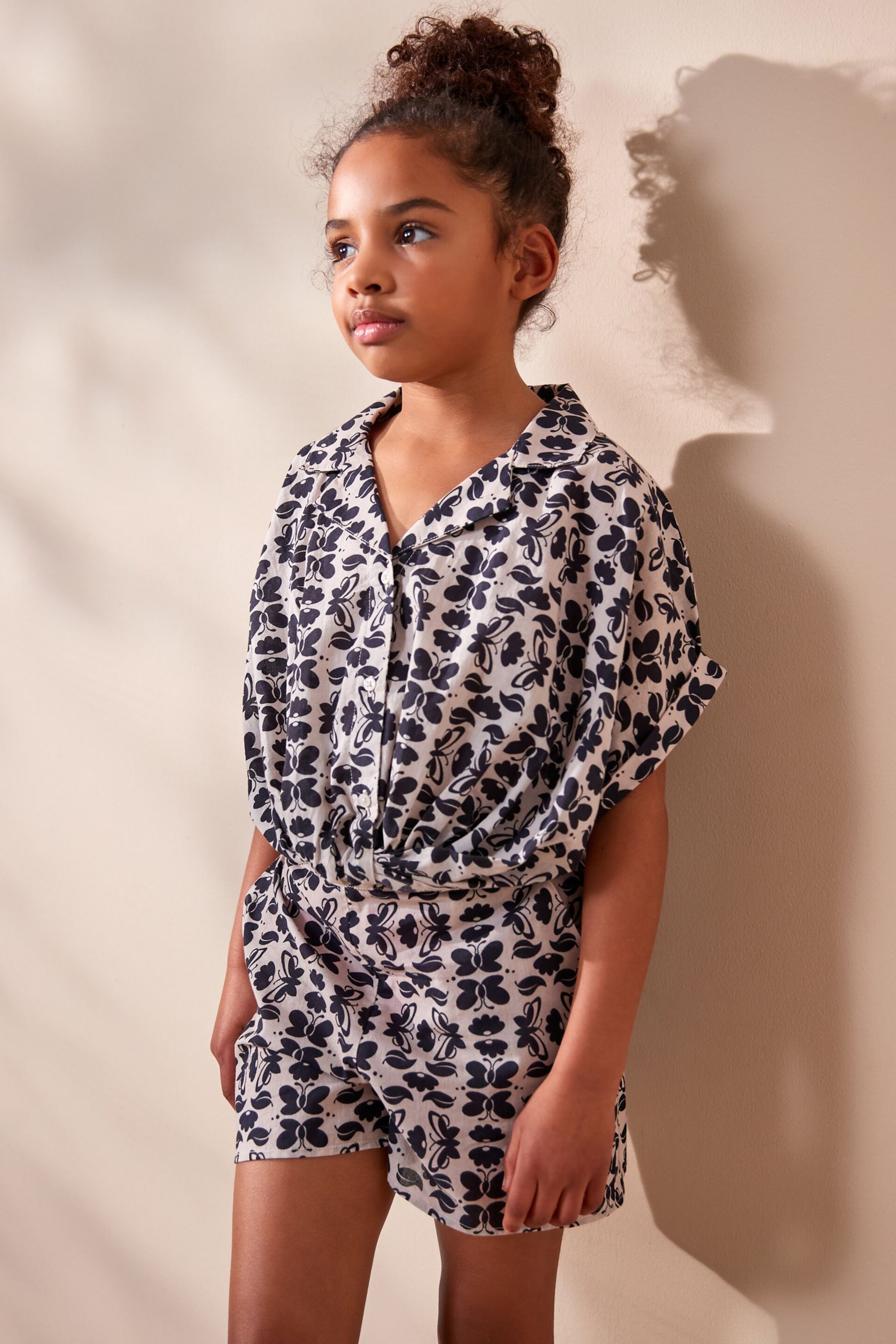 Black/Taupe Butterfly Twist Front Co-ord Set (3-16yrs) - Image 1 of 6