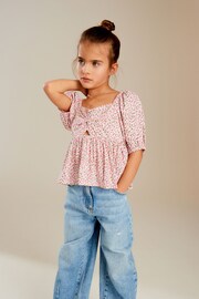 Pink Ditsy Cut-Out Detail Blouse (3-16yrs) - Image 1 of 7