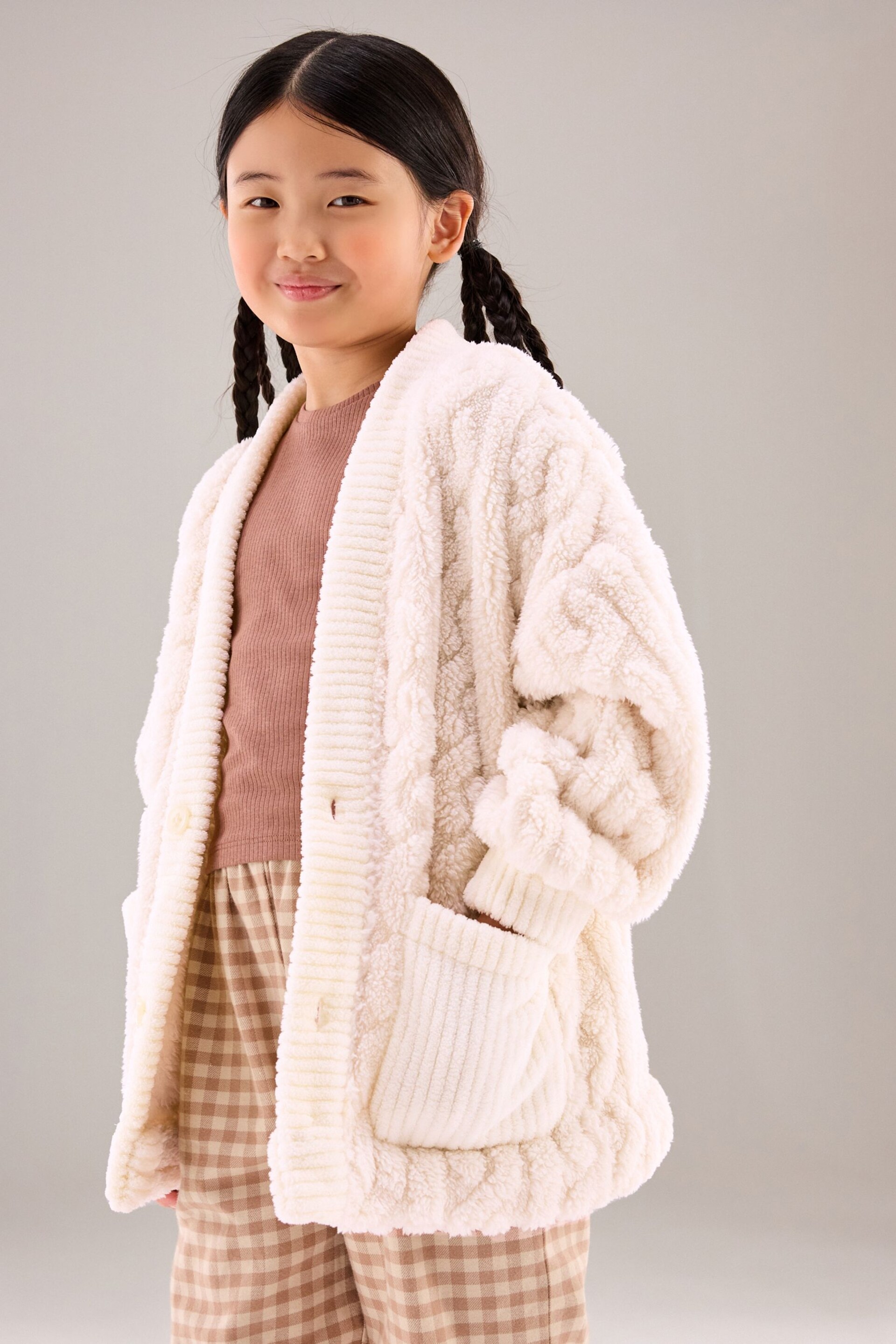 Cream Cable Cardigan (3-16yrs) - Image 1 of 7