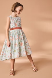 Blue Printed Cotton Prom Dress (3-12yrs) - Image 1 of 4