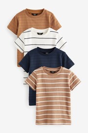 Blue/Tan Textured Short Sleeve T-Shirt 4 Pack (3mths-7yrs) - Image 1 of 9