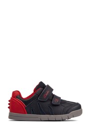 Clarks Navy Blue/Red Multi Fit Leather Dinosaur Trainers - Image 1 of 7