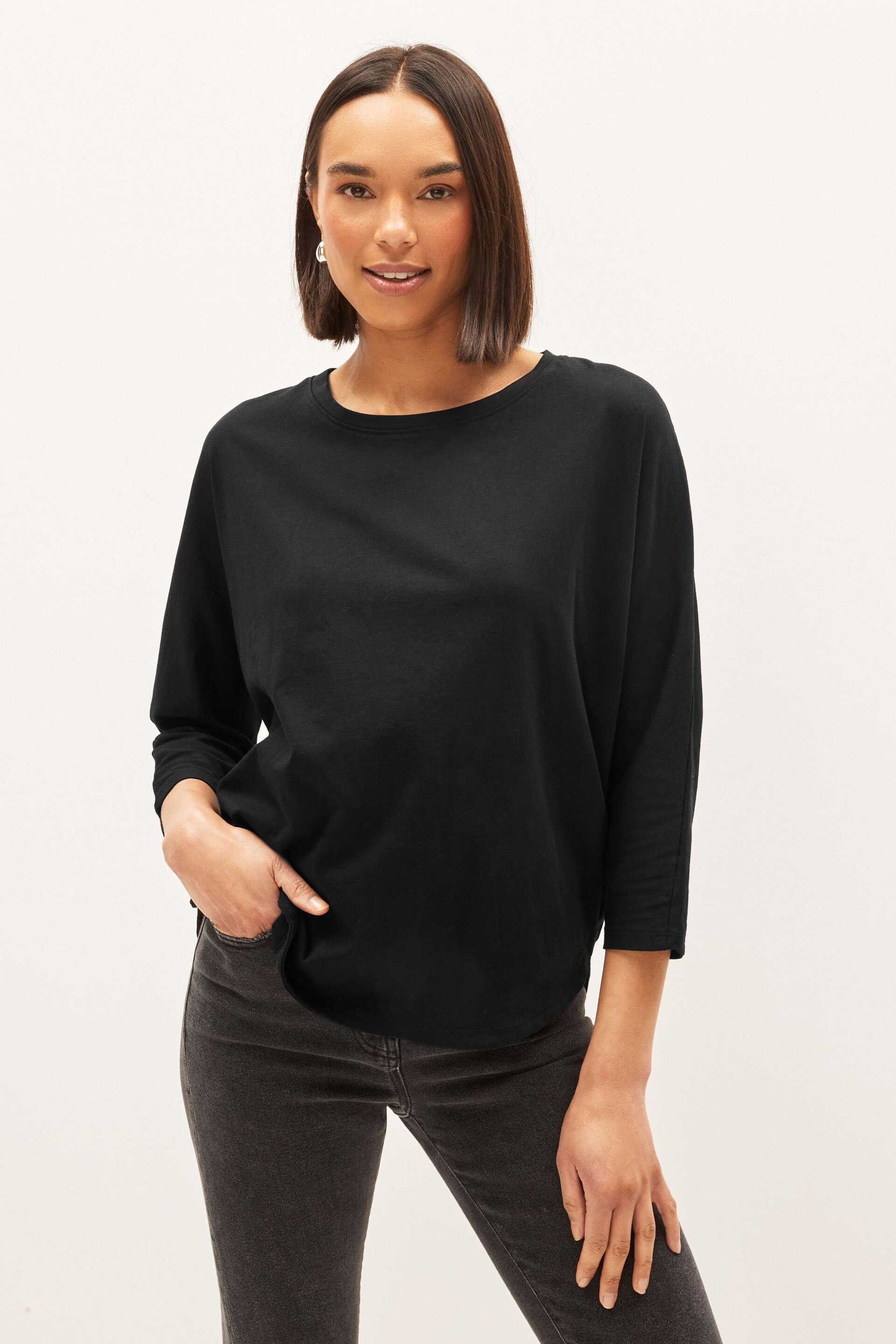 Black 3/4 Length Sleeve T-Shirt - Image 1 of 6