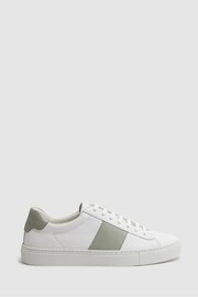 Reiss White/Sage Finley Stripe Leather Trainers - Image 1 of 4