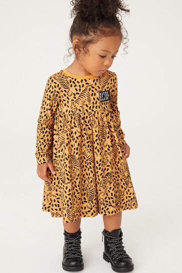 orange and navy leopard print dress