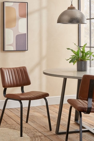 2 Aiden Dining Chairs With Black Legs, Tan Dining Chairs With Black Legs