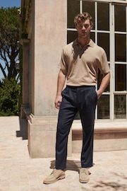 Navy Textured Side Adjuster Trousers - Image 1 of 10
