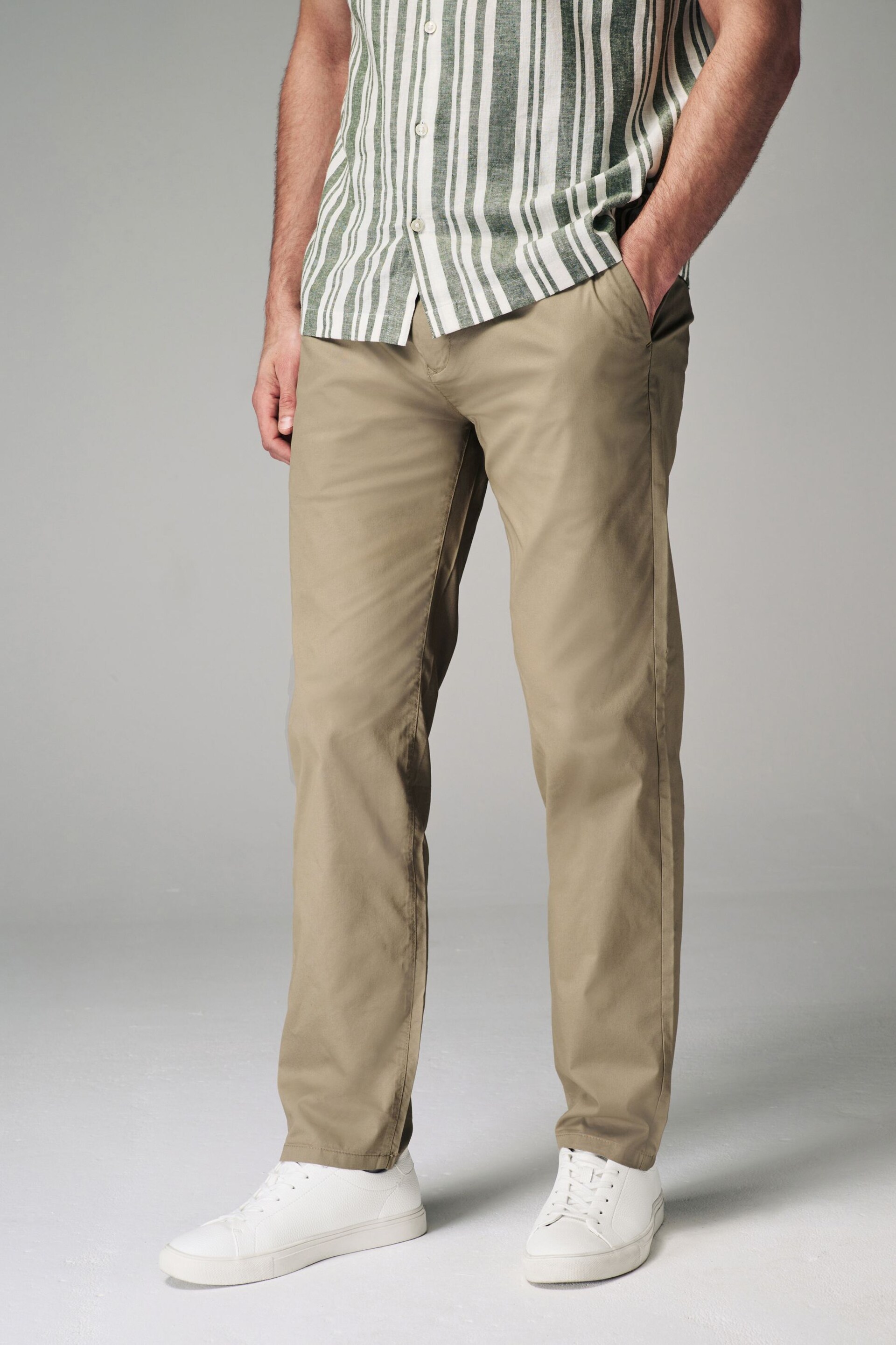 Stone Straight Lightweight Stretch Chino Trousers - Image 1 of 9