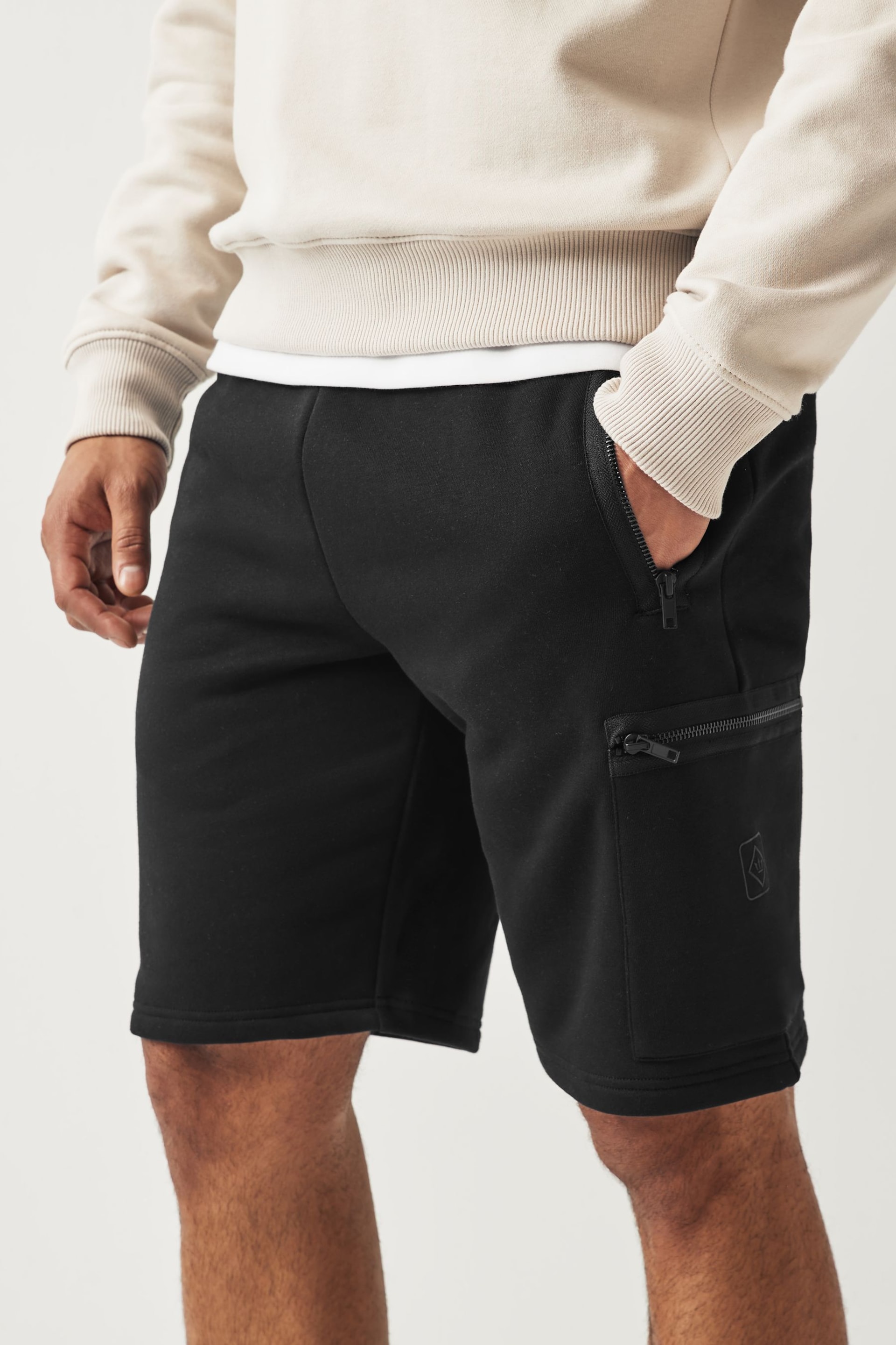 Black Utility Jersey Shorts - Image 1 of 9