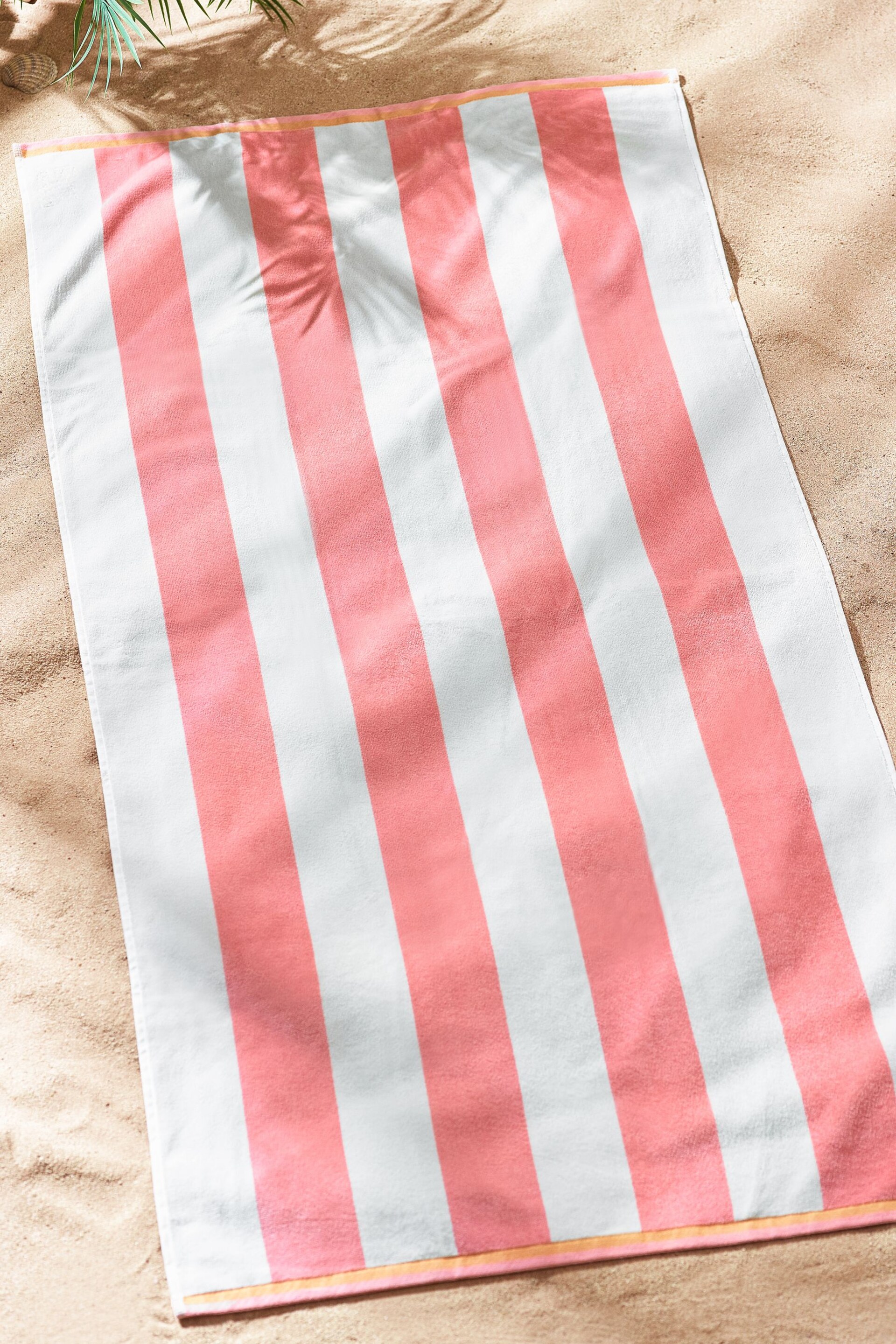 Pink Reversible Stripe Beach Towel - Image 1 of 5