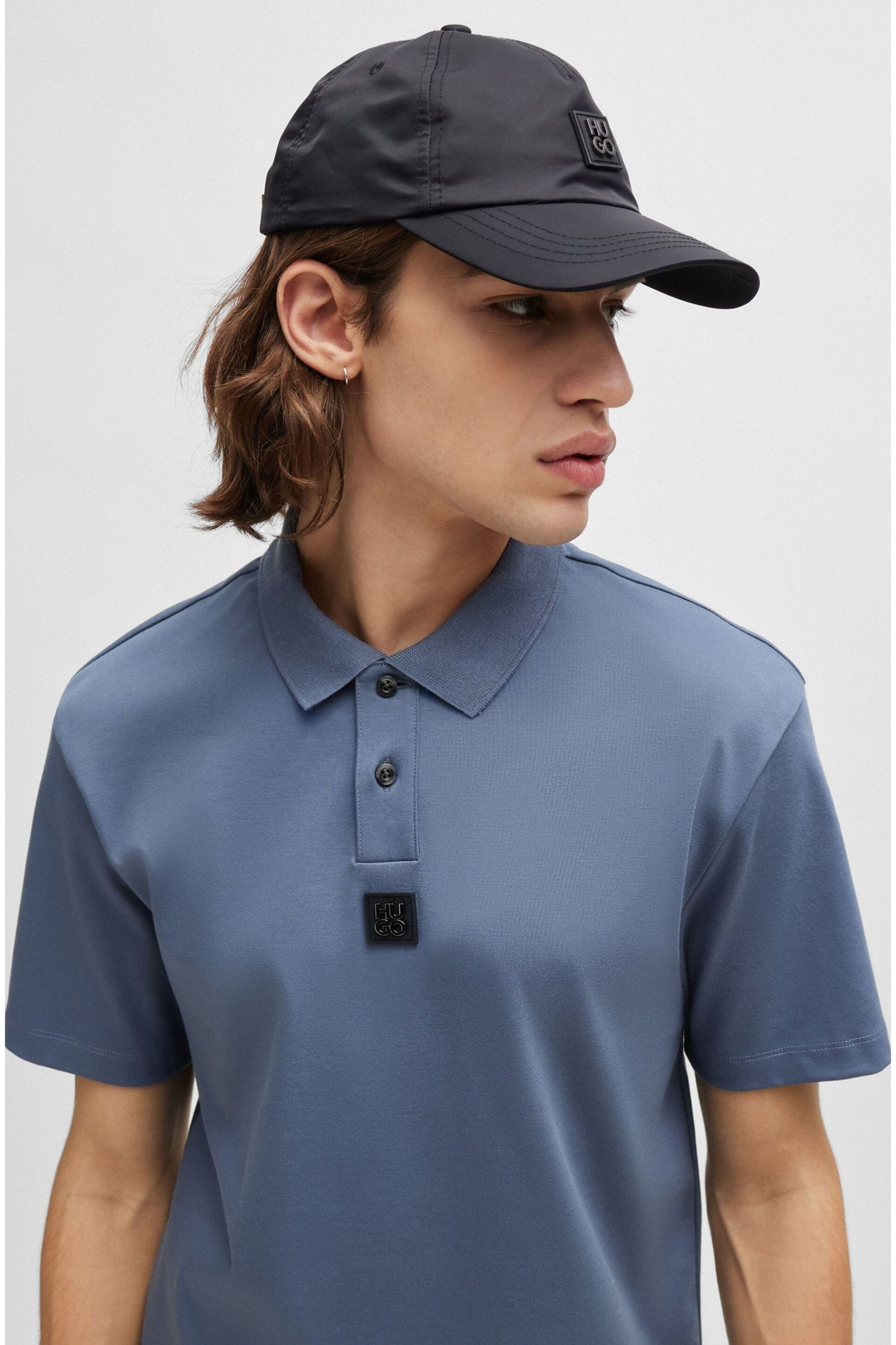 HUGO Interlock-Cotton Polo Shirt With Stacked Logo - Image 1 of 5