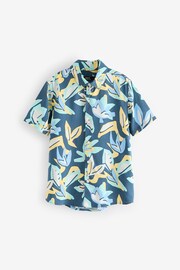 Blue Abstract Palm Short Sleeve Printed Shirt (3-16yrs) - Image 1 of 7