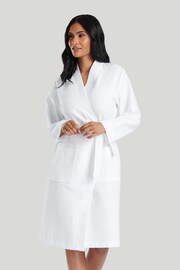 Loungeable White Cotton Waffle Robe - Image 1 of 7