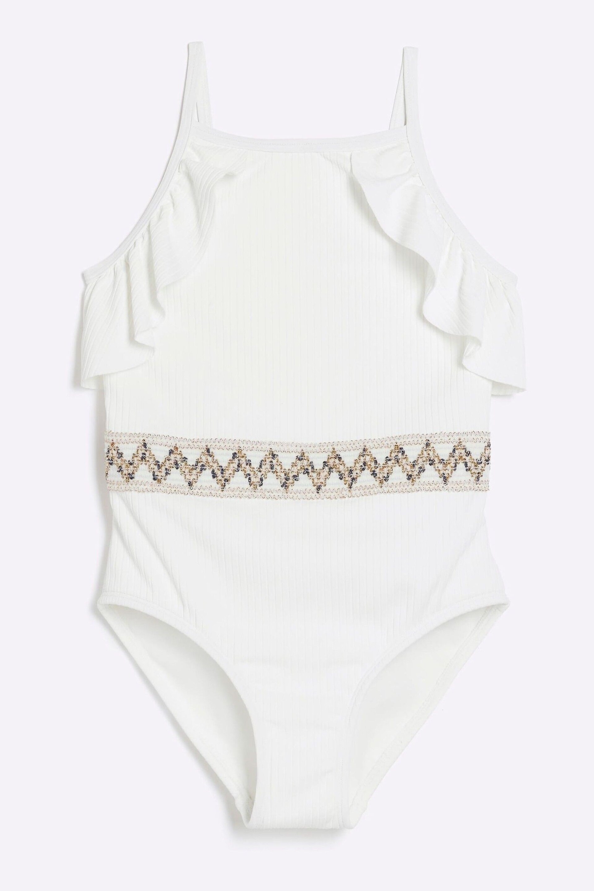 River Island White Girls Ombre Glitter Swimsuit - Image 1 of 3