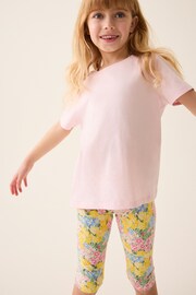 Pink/ Yellow Floral Print Cropped Leggings (3-16yrs) - Image 1 of 8