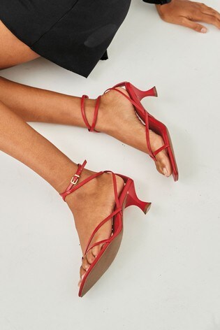 red ankle wrap sandals