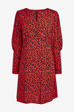 next red leopard print dress