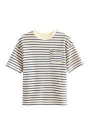 Ecru/Navy Stripe Relax Fit Textured T-Shirt (3-16yrs) - Image 1 of 4