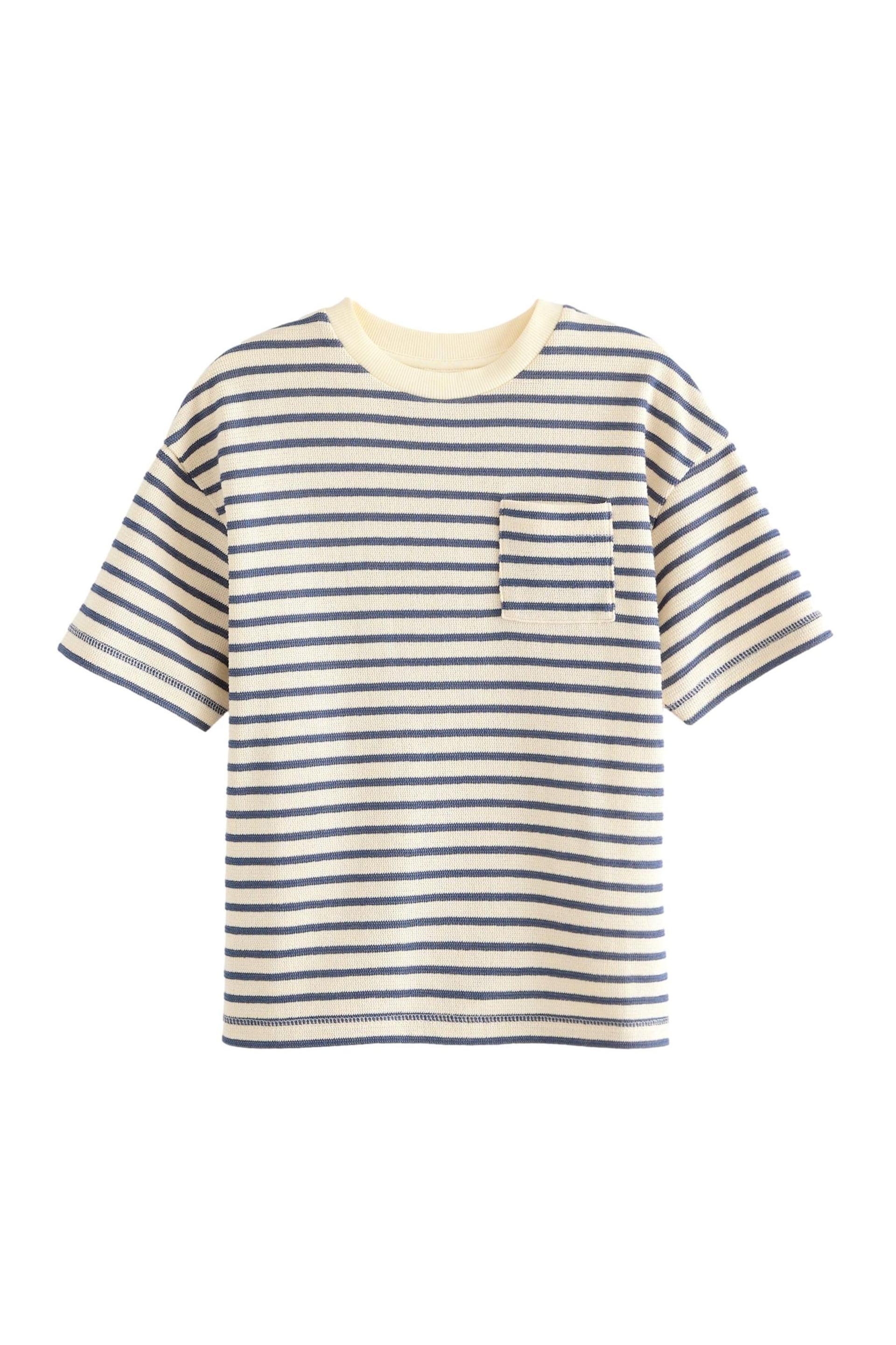 Ecru/Navy Stripe Relax Fit Textured T-Shirt (3-16yrs) - Image 1 of 4