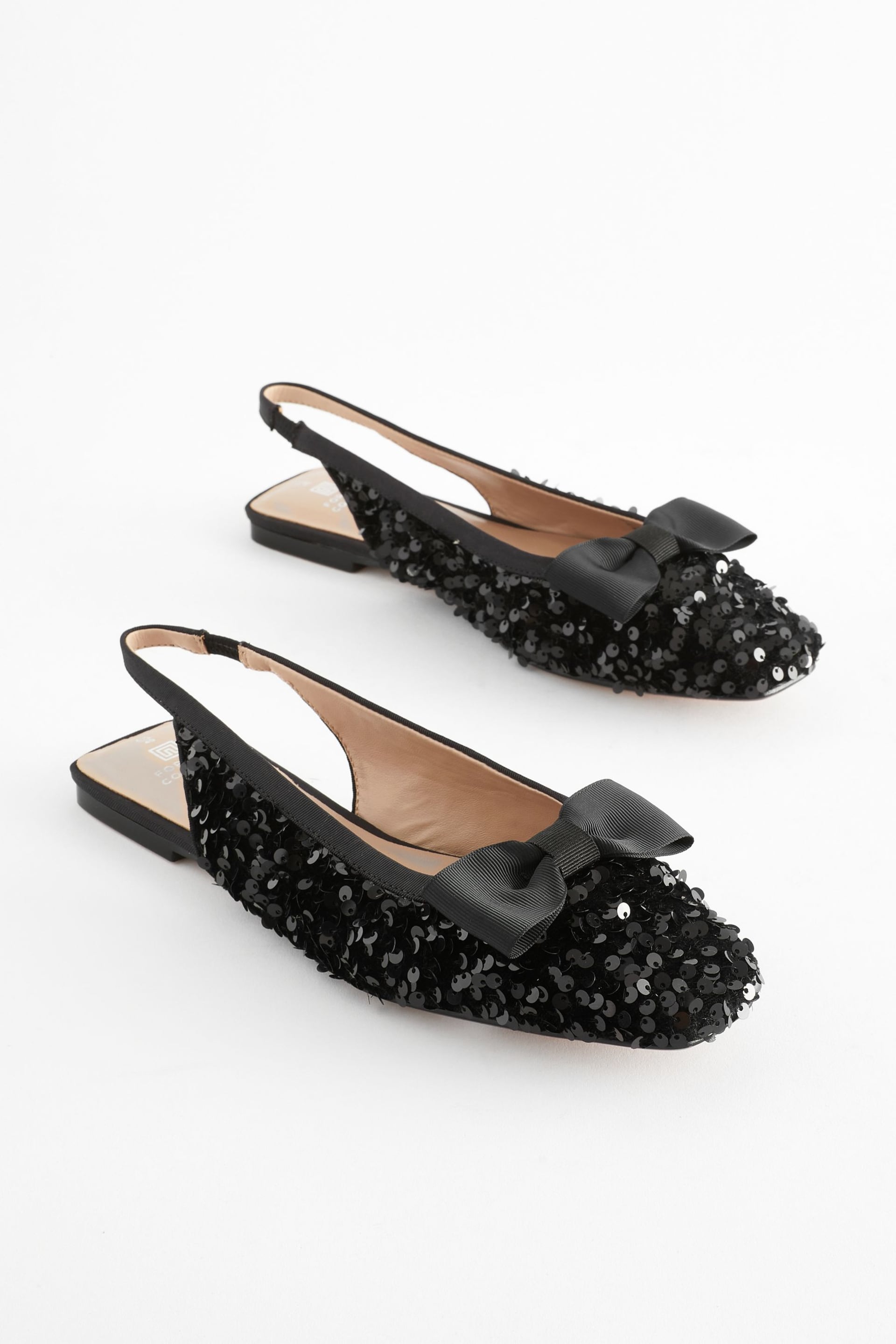 Black Forever Comfort® Sequin Bow Slingback Shoes - Image 1 of 5
