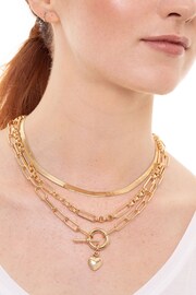 Caramel Jewellery London Gold Tone Chunky Layered T-Bar Necklace - Image 1 of 6
