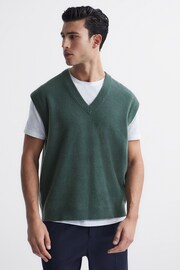 Reiss Pine Green Fiji Wool Blend Sleeveless Knitted Vest - Image 1 of 7