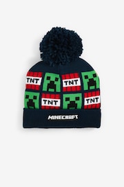 Minecraft Navy Blue License Knitted Pom Hat (3-16yrs) - Image 1 of 3
