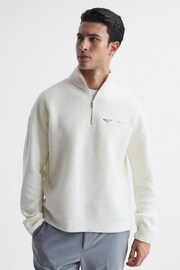 Reiss Ecru Plaza Relaxed Fit Hybrid Funnel Jumper - Image 1 of 6